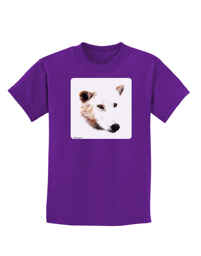 White Wolf Head Cutout Childrens Dark T-Shirt-Childrens T-Shirt-TooLoud-Purple-X-Small-Davson Sales