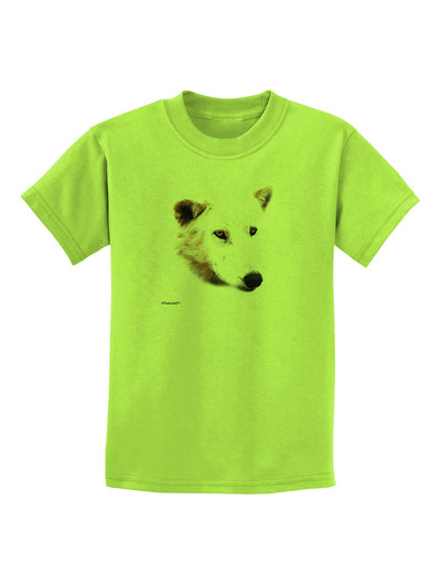 White Wolf Head Cutout Childrens T-Shirt-Childrens T-Shirt-TooLoud-Lime-Green-X-Small-Davson Sales