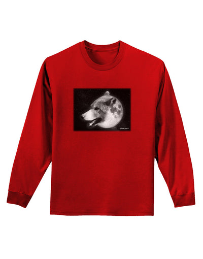 White Wolf Moon Adult Long Sleeve Dark T-Shirt-TooLoud-Red-Small-Davson Sales