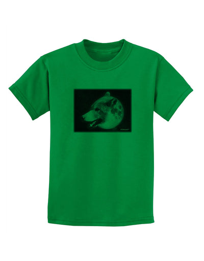 White Wolf Moon Childrens T-Shirt-Childrens T-Shirt-TooLoud-Kelly-Green-X-Small-Davson Sales