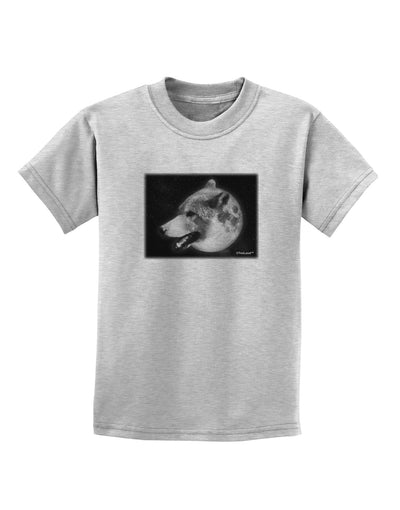 White Wolf Moon Childrens T-Shirt-Childrens T-Shirt-TooLoud-AshGray-X-Small-Davson Sales