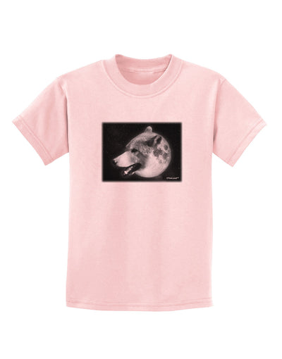 White Wolf Moon Childrens T-Shirt-Childrens T-Shirt-TooLoud-PalePink-X-Small-Davson Sales