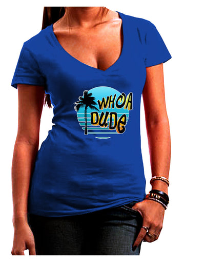 Whoa Dude Womens V-Neck Dark T-Shirt by TooLoud-Womens V-Neck T-Shirts-TooLoud-Royal-Blue-Juniors Fitted Small-Davson Sales