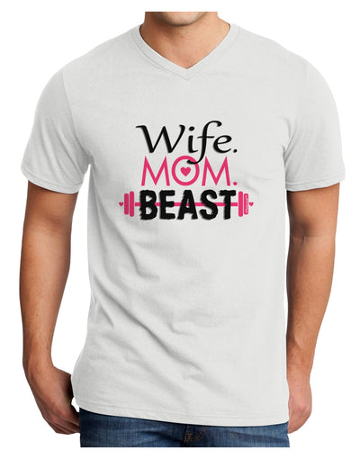 Wife Mom Beast Adult V-Neck T-shirt-Mens V-Neck T-Shirt-TooLoud-White-Small-Davson Sales