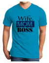 Wife Mom Boss Adult V-Neck T-shirt-Mens V-Neck T-Shirt-TooLoud-Turquoise-Small-Davson Sales