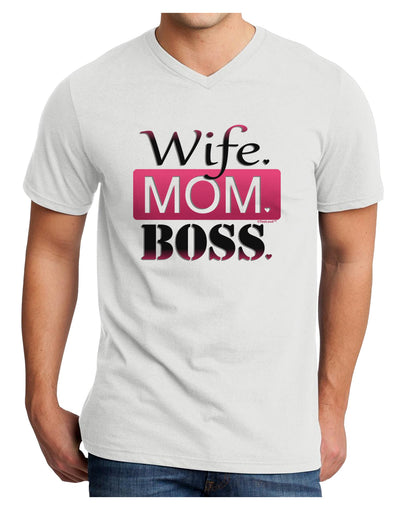 Wife Mom Boss Adult V-Neck T-shirt-Mens V-Neck T-Shirt-TooLoud-White-Small-Davson Sales