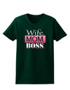 Wife Mom Boss Womens Dark T-Shirt-Womens T-Shirt-TooLoud-Forest-Green-Small-Davson Sales