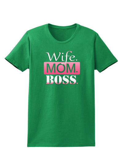 Wife Mom Boss Womens Dark T-Shirt-Womens T-Shirt-TooLoud-Kelly-Green-X-Small-Davson Sales