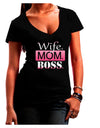 Wife Mom Boss Womens V-Neck Dark T-Shirt-Womens V-Neck T-Shirts-TooLoud-Black-Juniors Fitted Small-Davson Sales