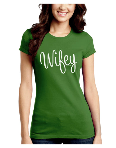 Wifey - Wife Design Juniors Crew Dark T-Shirt by TooLoud-T-Shirts Juniors Tops-TooLoud-Kiwi-Green-Juniors Fitted X-Small-Davson Sales