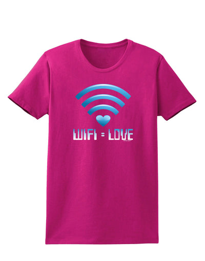 Wifi Equals Love Womens Dark T-Shirt-TooLoud-Hot-Pink-Small-Davson Sales