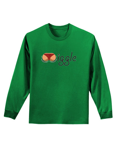 Wiggle - Twerk Medium Adult Long Sleeve Dark T-Shirt-TooLoud-Kelly-Green-Small-Davson Sales