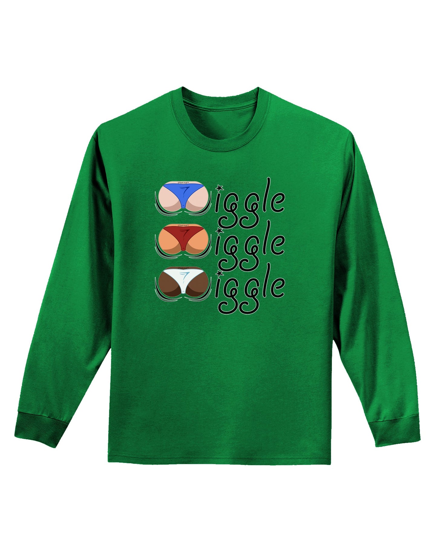 Wiggle Wiggle Wiggle - Twerk Color Adult Long Sleeve Dark T-Shirt-TooLoud-Kelly-Green-Small-Davson Sales