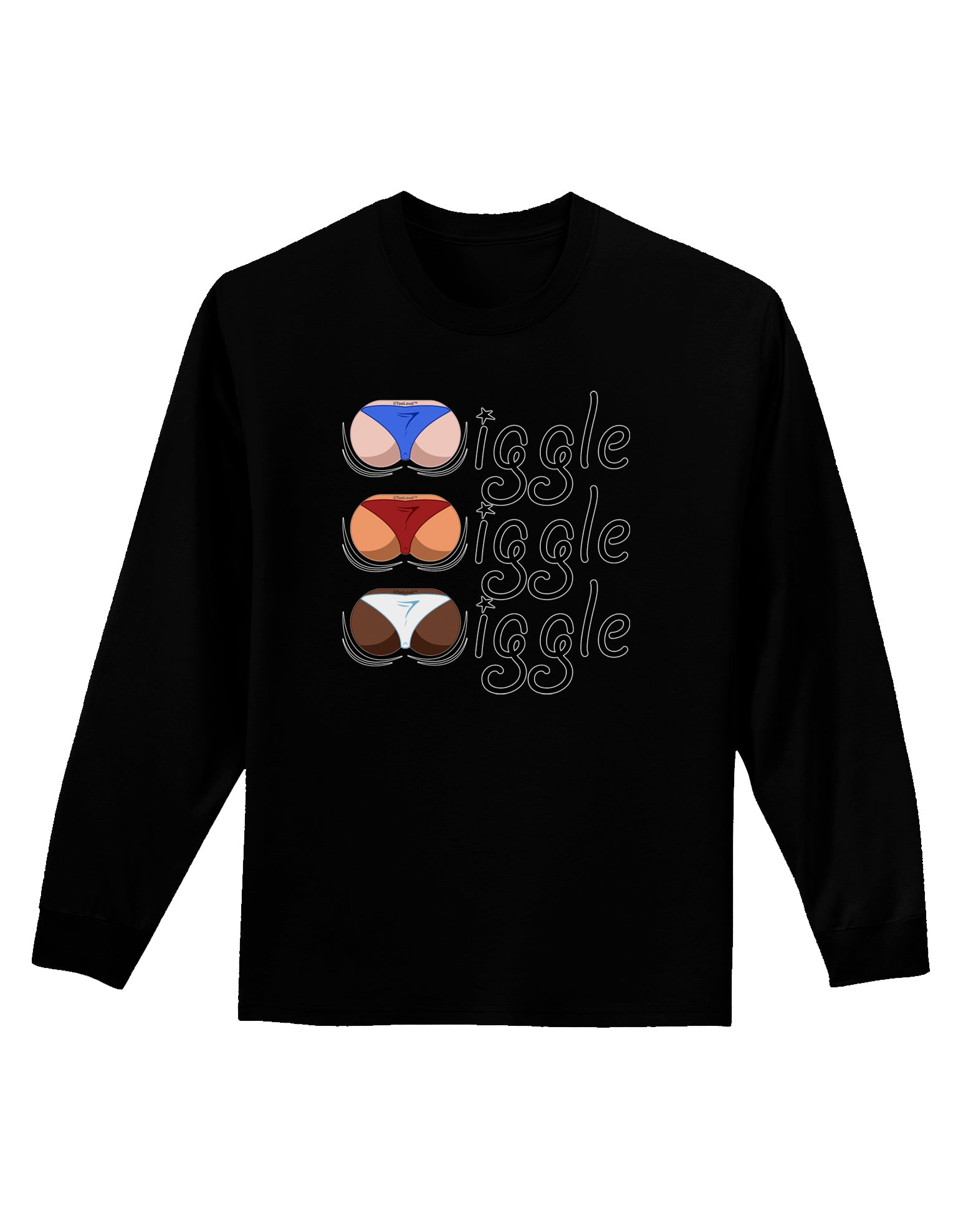 Wiggle Wiggle Wiggle - Twerk Color Adult Long Sleeve Dark T-Shirt-TooLoud-Black-Small-Davson Sales