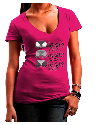 Wiggle Wiggle Wiggle - Twerk Juniors V-Neck Dark T-Shirt-Womens V-Neck T-Shirts-TooLoud-Hot-Pink-Juniors Fitted Small-Davson Sales