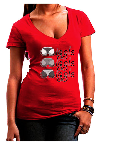 Wiggle Wiggle Wiggle - Twerk Juniors V-Neck Dark T-Shirt-Womens V-Neck T-Shirts-TooLoud-Red-Juniors Fitted Small-Davson Sales