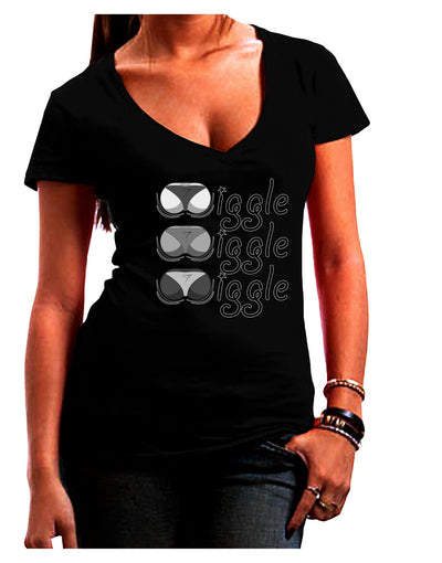 Wiggle Wiggle Wiggle - Twerk Juniors V-Neck Dark T-Shirt-Womens V-Neck T-Shirts-TooLoud-Black-Juniors Fitted Small-Davson Sales