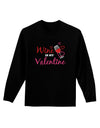 Wine Is My Valentine Adult Long Sleeve Dark T-Shirt-TooLoud-Black-Small-Davson Sales