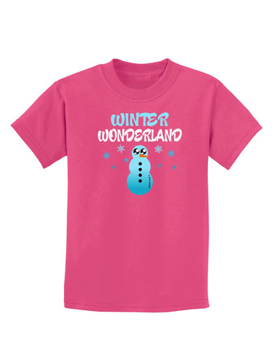 Winter Wonderland Snowman Childrens Dark T-Shirt-Childrens T-Shirt-TooLoud-Sangria-X-Small-Davson Sales