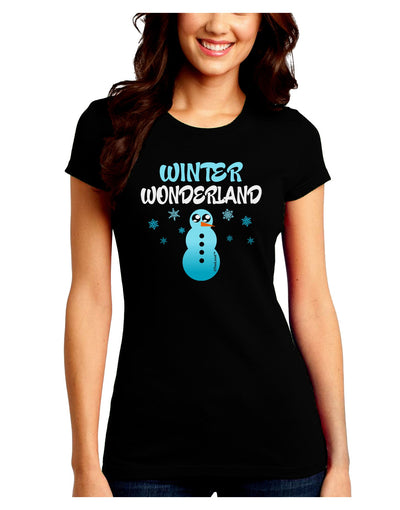 Winter Wonderland Snowman Juniors Crew Dark T-Shirt-T-Shirts Juniors Tops-TooLoud-Black-Juniors Fitted Small-Davson Sales