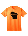 Wisconsin - United States Geographical Silhouette: Premium Adult T-Shirt Collection-Mens T-shirts-TooLoud-Neon-Orange-Small-Davson Sales