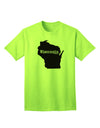 Wisconsin - United States Geographical Silhouette: Premium Adult T-Shirt Collection-Mens T-shirts-TooLoud-Neon-Green-Small-Davson Sales