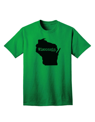 Wisconsin - United States Geographical Silhouette: Premium Adult T-Shirt Collection-Mens T-shirts-TooLoud-Kelly-Green-Small-Davson Sales