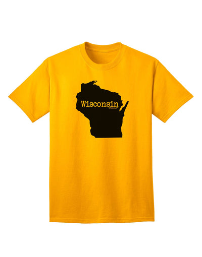 Wisconsin - United States Geographical Silhouette: Premium Adult T-Shirt Collection-Mens T-shirts-TooLoud-Gold-Small-Davson Sales