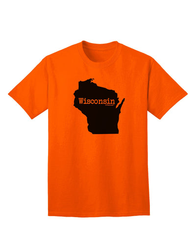 Wisconsin - United States Geographical Silhouette: Premium Adult T-Shirt Collection-Mens T-shirts-TooLoud-Orange-Small-Davson Sales