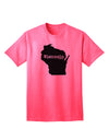 Wisconsin - United States Geographical Silhouette: Premium Adult T-Shirt Collection-Mens T-shirts-TooLoud-Neon-Pink-Small-Davson Sales