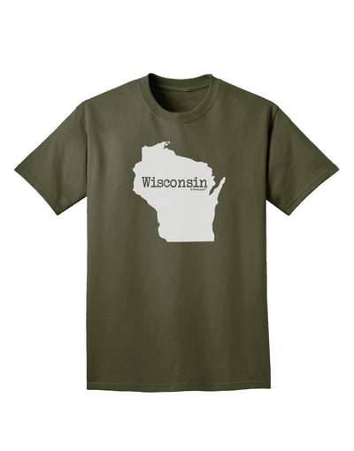 Wisconsin - United States Shape Adult Dark T-Shirt-Mens T-Shirt-TooLoud-Military-Green-Small-Davson Sales