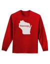 Wisconsin - United States Shape Adult Long Sleeve Dark T-Shirt-TooLoud-Red-Small-Davson Sales