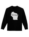 Wisconsin - United States Shape Adult Long Sleeve Dark T-Shirt-TooLoud-Black-Small-Davson Sales