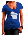 Wisconsin - United States Shape Juniors V-Neck Dark T-Shirt-Womens V-Neck T-Shirts-TooLoud-Royal-Blue-Juniors Fitted Small-Davson Sales