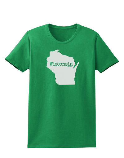 Wisconsin - United States Shape Womens Dark T-Shirt-TooLoud-Kelly-Green-X-Small-Davson Sales