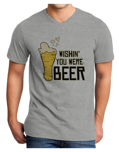 Wishin you were Beer Adult V-Neck T-shirt-Mens V-Neck T-Shirt-TooLoud-HeatherGray-Small-Davson Sales