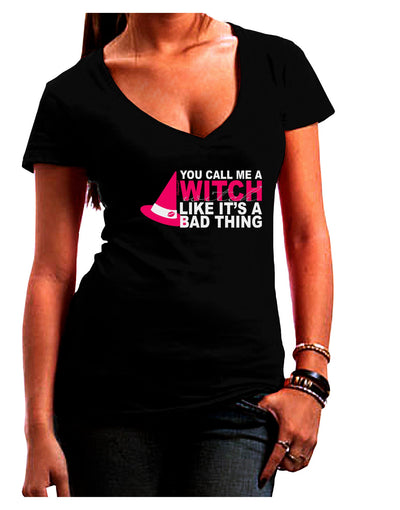 Witch - Bad Thing Hat Juniors V-Neck Dark T-Shirt-Womens V-Neck T-Shirts-TooLoud-Black-Juniors Fitted Small-Davson Sales