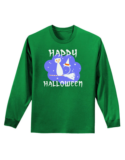 Witch Cat Adult Long Sleeve Dark T-Shirt-TooLoud-Kelly-Green-Small-Davson Sales