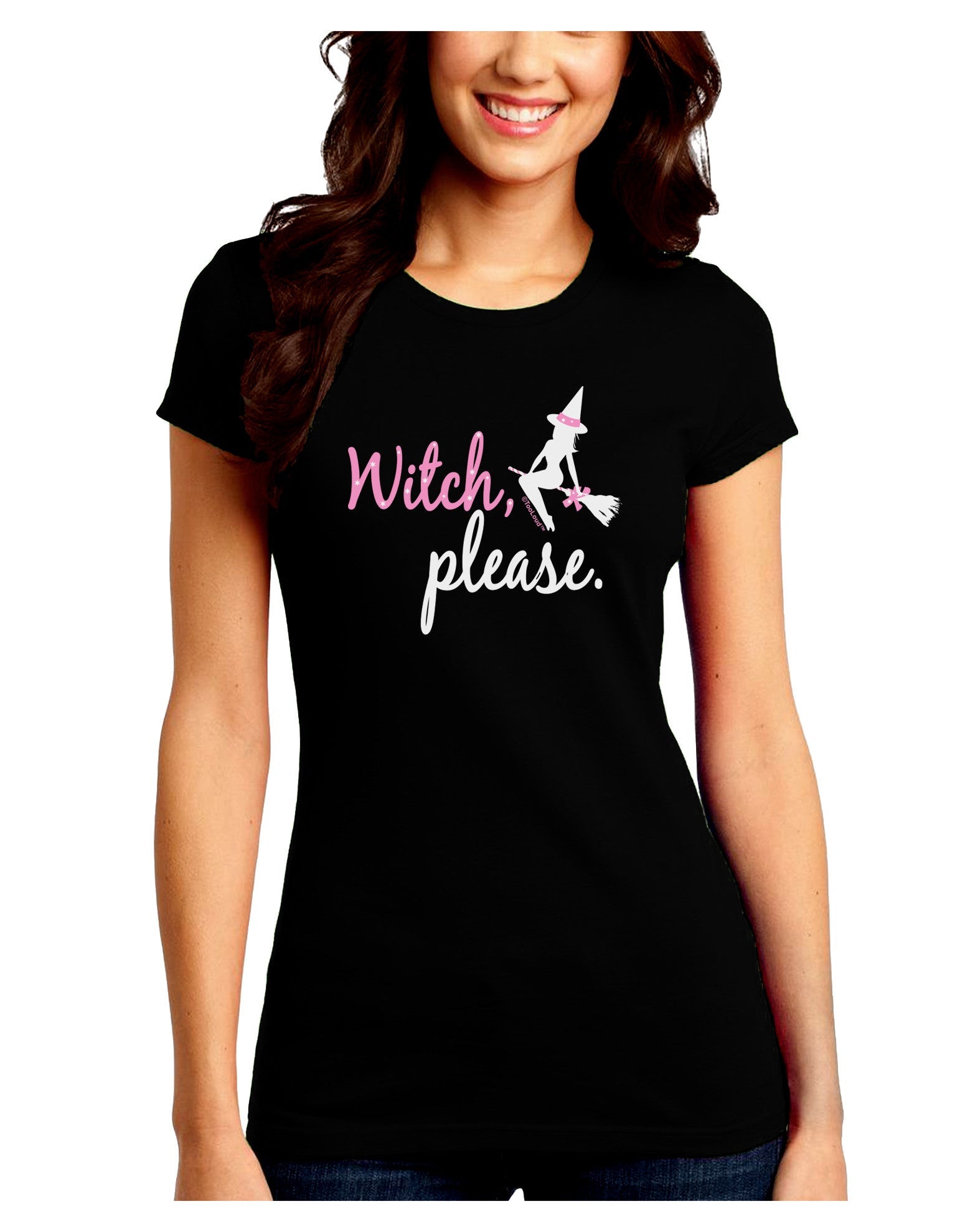 Witch Please Juniors Crew Dark T-Shirt-T-Shirts Juniors Tops-TooLoud-Black-Juniors Fitted Small-Davson Sales