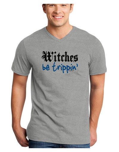 Witches Be Trippin Blue Adult V-Neck T-shirt-Mens V-Neck T-Shirt-TooLoud-HeatherGray-Small-Davson Sales