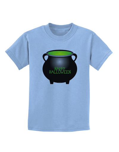 Witches Cauldron Happy Halloween Childrens T-Shirt-Childrens T-Shirt-TooLoud-Light-Blue-X-Small-Davson Sales