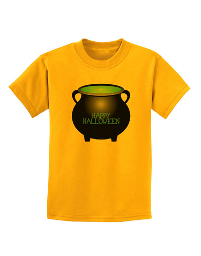 Witches Cauldron Happy Halloween Childrens T-Shirt-Childrens T-Shirt-TooLoud-Gold-X-Small-Davson Sales