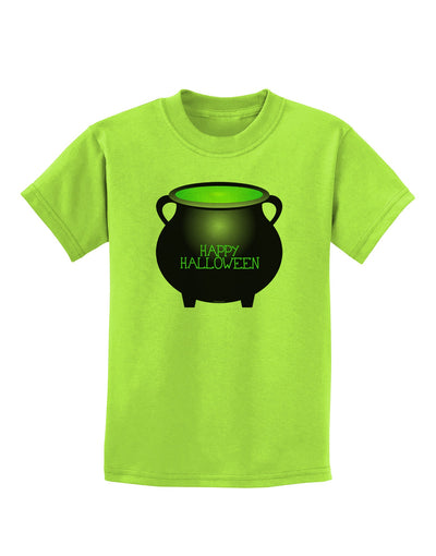 Witches Cauldron Happy Halloween Childrens T-Shirt-Childrens T-Shirt-TooLoud-Lime-Green-X-Small-Davson Sales