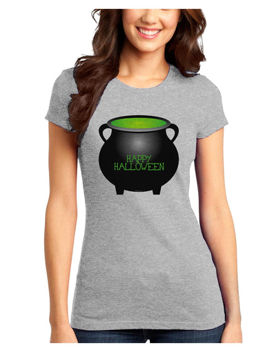 Witches Cauldron Happy Halloween Juniors T-Shirt-Womens Juniors T-Shirt-TooLoud-Ash-Gray-Juniors Fitted XS-Davson Sales