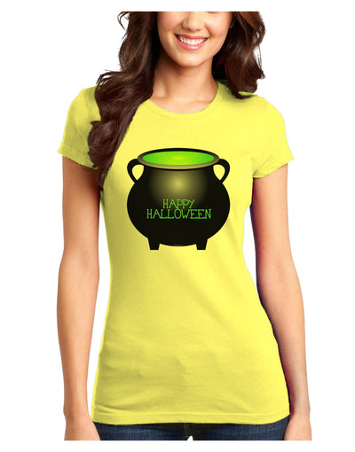 Witches Cauldron Happy Halloween Juniors T-Shirt-Womens Juniors T-Shirt-TooLoud-Yellow-Juniors Fitted XS-Davson Sales