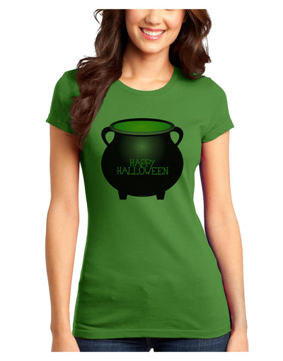 Witches Cauldron Happy Halloween Juniors T-Shirt-Womens Juniors T-Shirt-TooLoud-Kiwi-Green-Juniors Fitted XS-Davson Sales