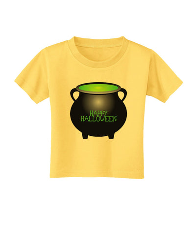 Witches Cauldron Happy Halloween Toddler T-Shirt-Toddler T-Shirt-TooLoud-Yellow-2T-Davson Sales