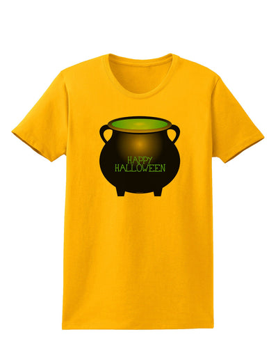 Witches Cauldron Happy Halloween Womens T-Shirt-Womens T-Shirt-TooLoud-Gold-X-Small-Davson Sales