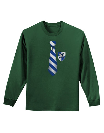 Wizard Tie Blue and Silver Adult Long Sleeve Dark T-Shirt-TooLoud-Dark-Green-Small-Davson Sales