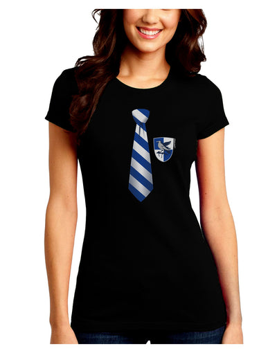 Wizard Tie Blue and Silver Juniors Petite Crew Dark T-Shirt-T-Shirts Juniors Tops-TooLoud-Black-Juniors Fitted Small-Davson Sales